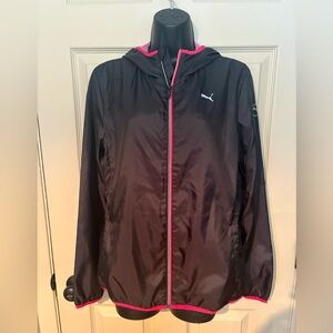 Puma Women's Black light wind breaker with Pink Highlights